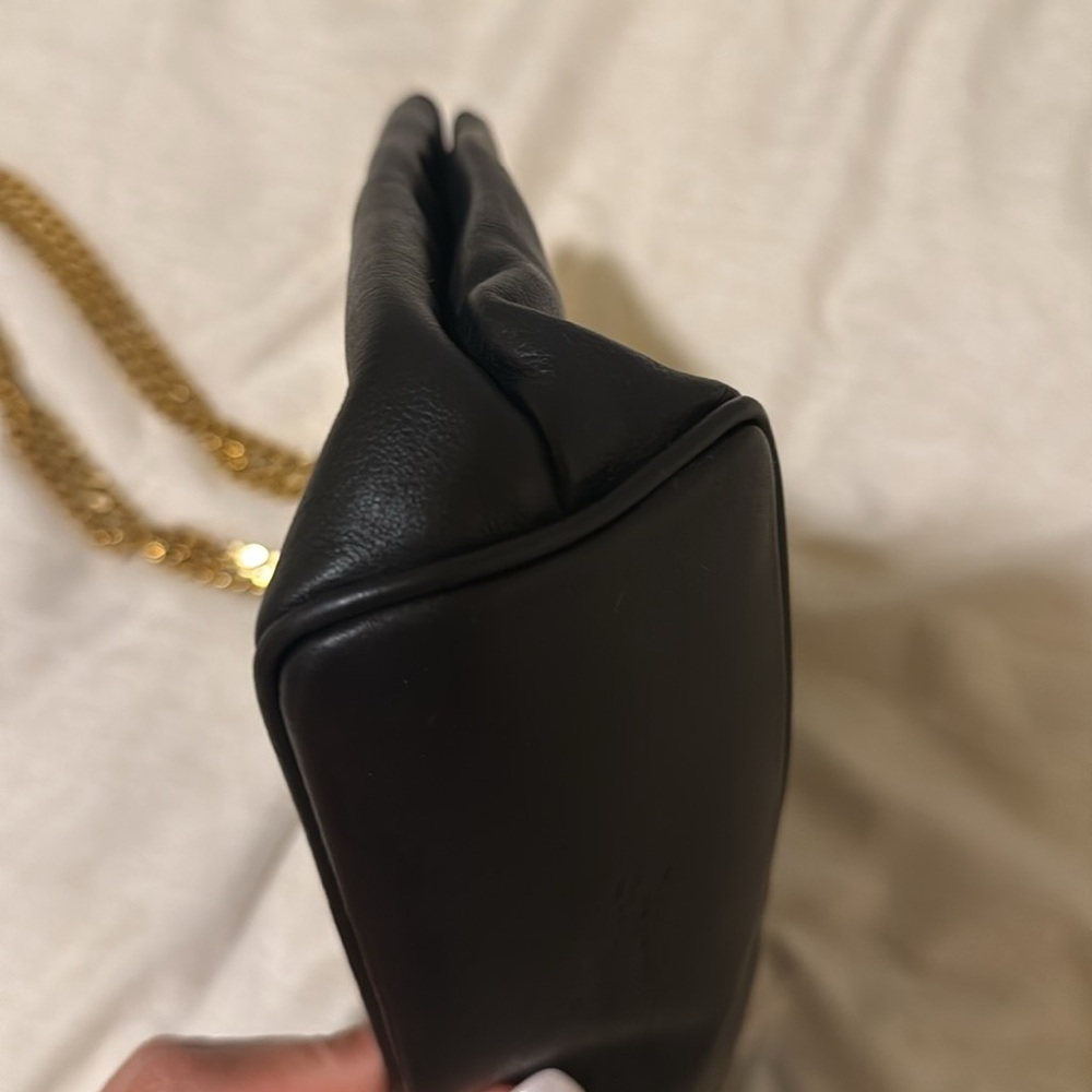 Paloma Picasso Black Leather Shoulder Bag with Gold Chain - Picture 7 of 11